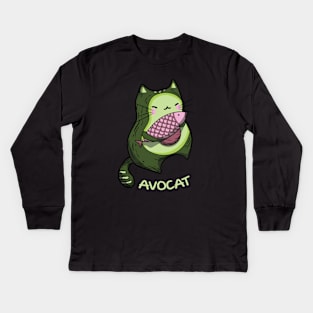 Avocat / Avocado Cat / Cute T-Shirt Kids Long Sleeve T-Shirt